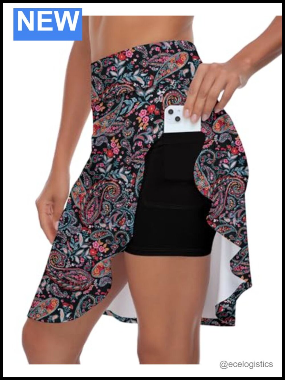 Women's Knee Length Tennis Skort with Pockets UPF50 - Athletic Golf Skirt with